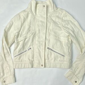 Athleta women’s white cropped light zip up jacket size small S